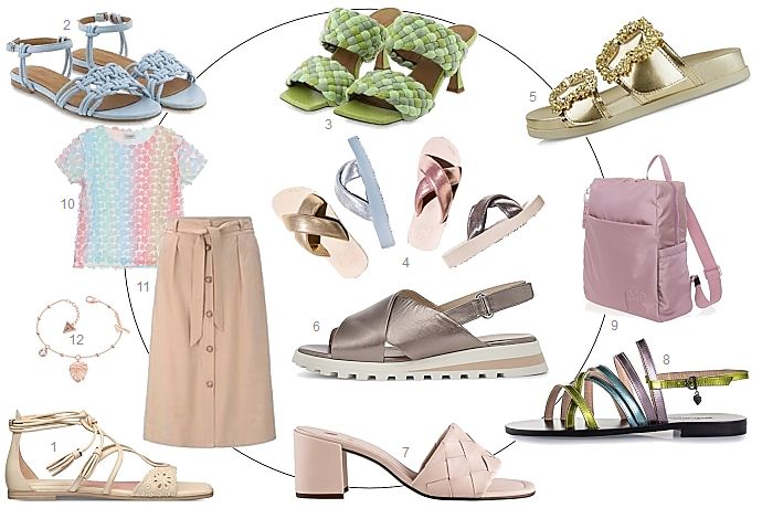 Sommerschuhe Pastellfarben, Sandalen, Mules, Sandaletten, Pantoletten, 