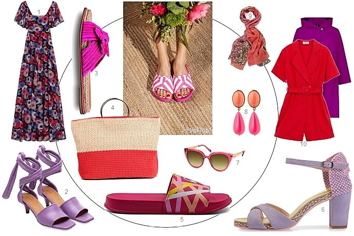 Sommerschuhe, Accessoires in rot und pink
