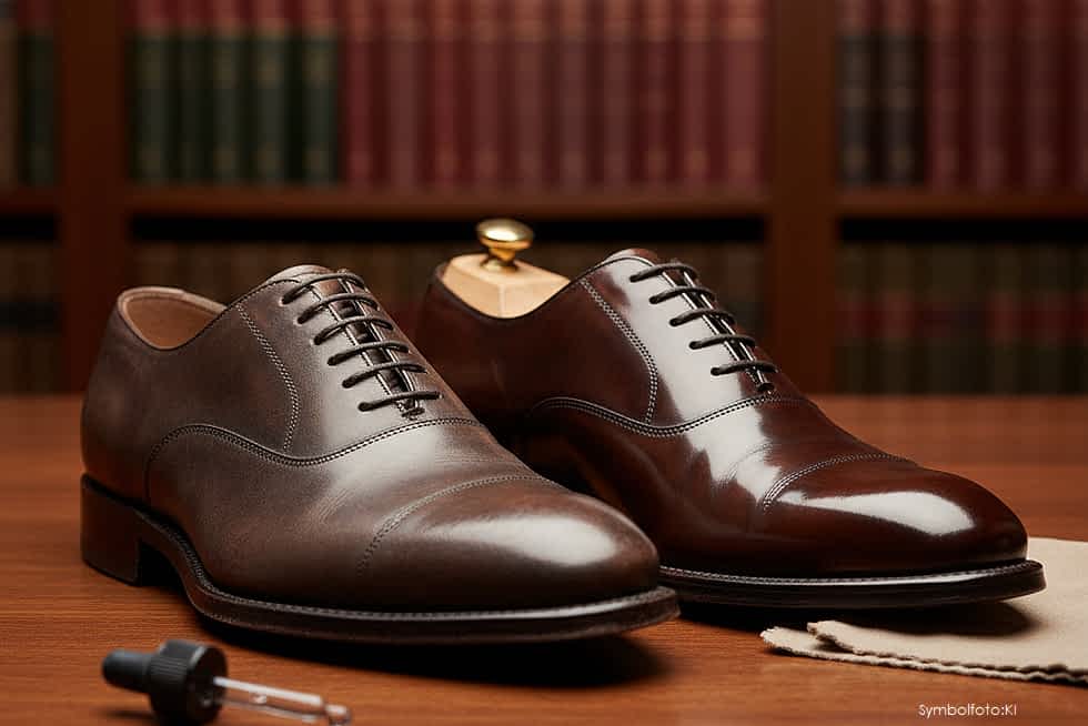 Wasserglanzpolitur auf Lederschuhen